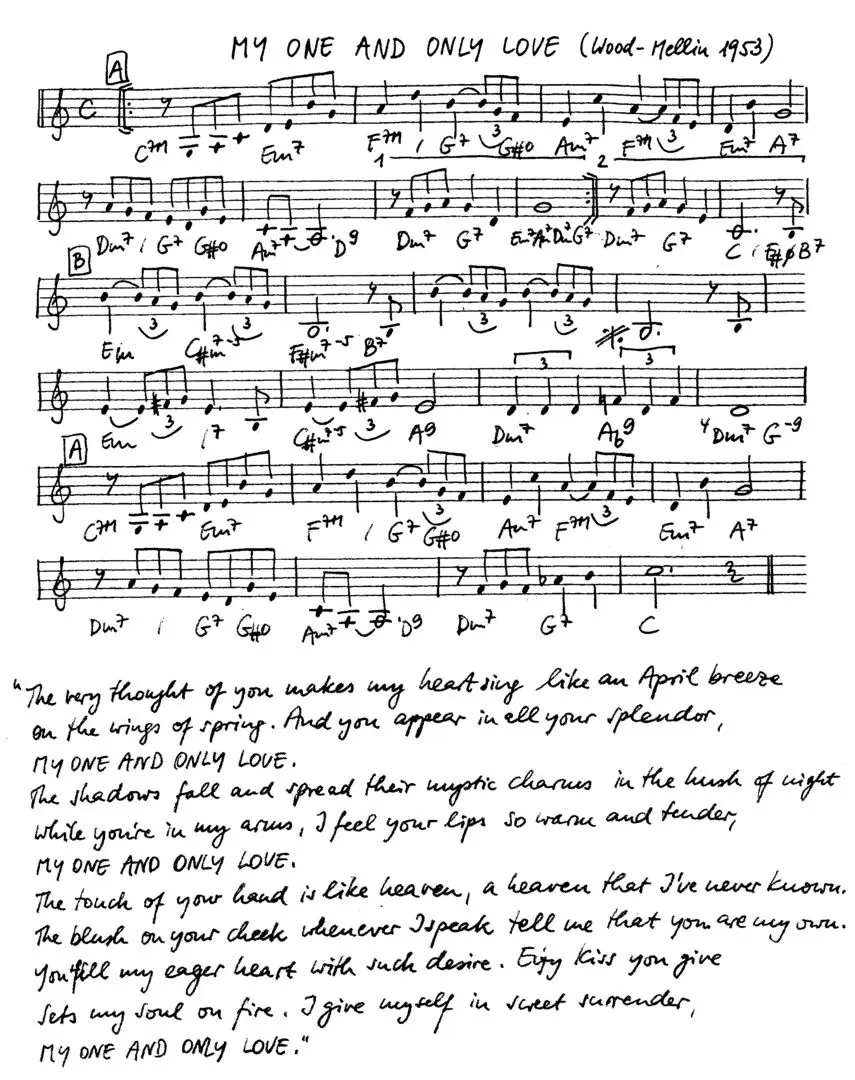 my one and only love free jazz leadsheet - Courtesy of the Jungle Jazz Band